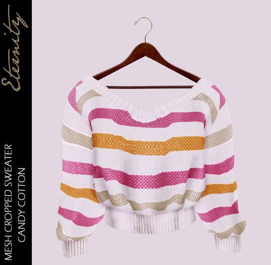 .::J&K::. Mesh Cropped Sweater - Candy Cotton