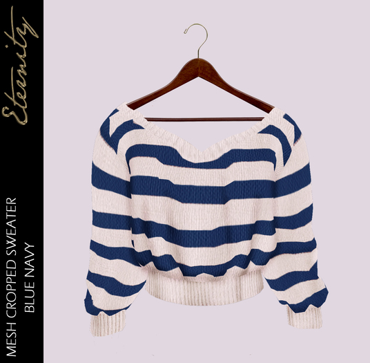 .::J&K::. Mesh Cropped Sweater - Blue Navy