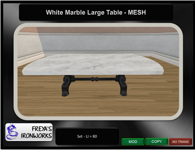 White Marble Large Table - Mesh - Freya's Ironworks