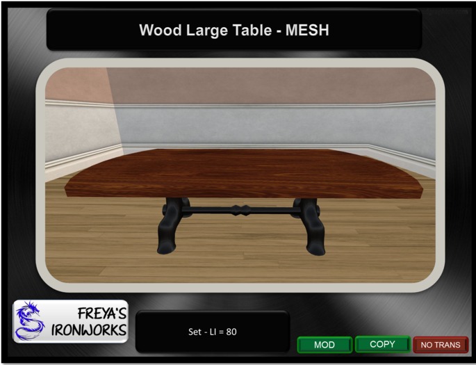 Wood Large Table - Mesh - Freya's Ironworks