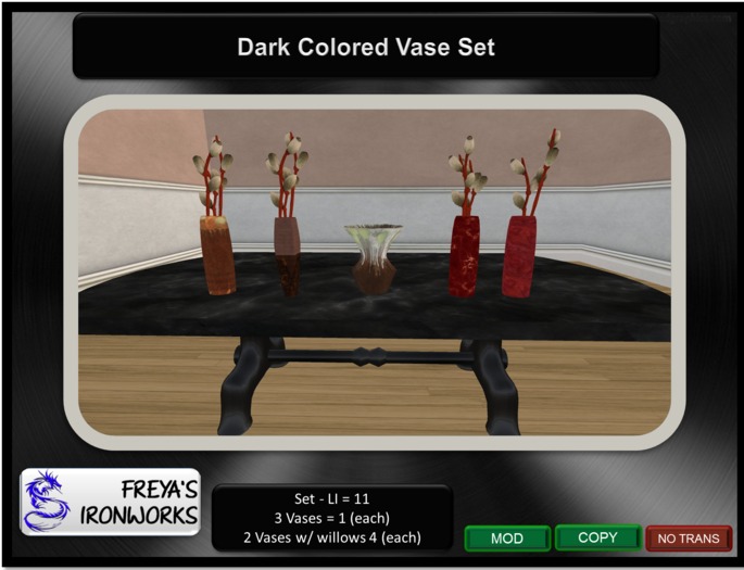 Dark Colored Vase Set - Freya's Ironworks