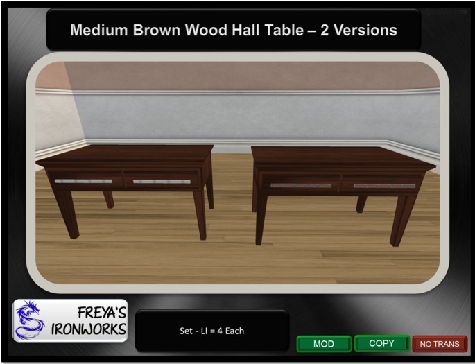 Medium Brown Wood Hall Tables - Freya's Ironworks