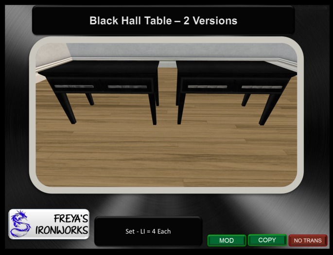 Black Wood Hall Tables - Freya's Ironworks