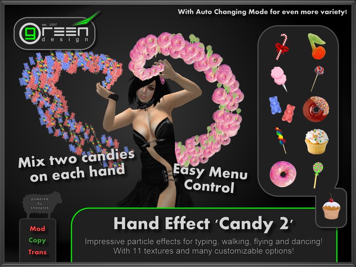 ●GD● Hand Effect 'Candy 2' [Multi Color, Type/Walk/Fly/Dance] Customizable Dancing Particle Hands Emitter Effect