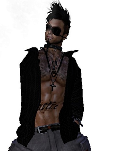 Mesh Mens Open Jacket Black Knitted