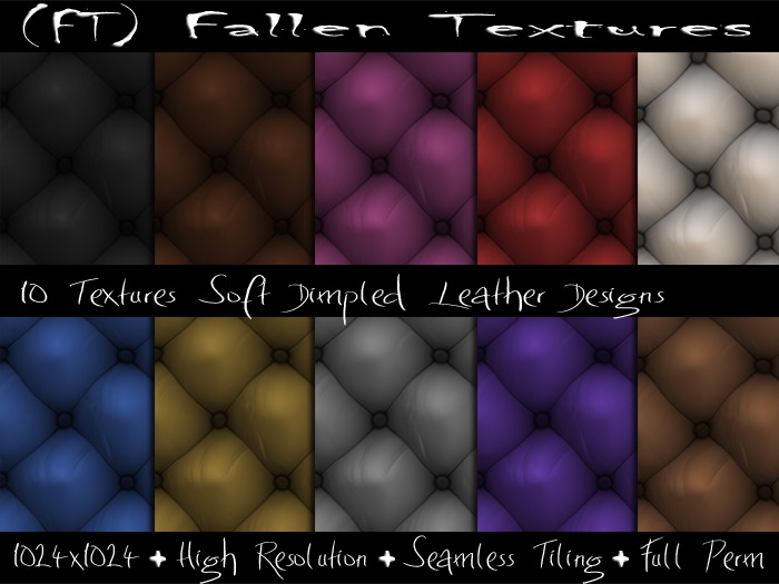 (FT) Fallen Textures FULL PERM Soft Dimpled Leather 10 Textures
