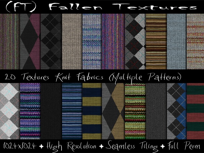 (FT) Fallen Textures FULL PERM Knit Fabrics 20 Textures