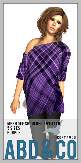 ABD :: Mesh Off Shoulder Sweater :: 5 Sizes :: Purple 