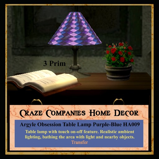 Argyle Obsession Table Lamp Purple-Blue
