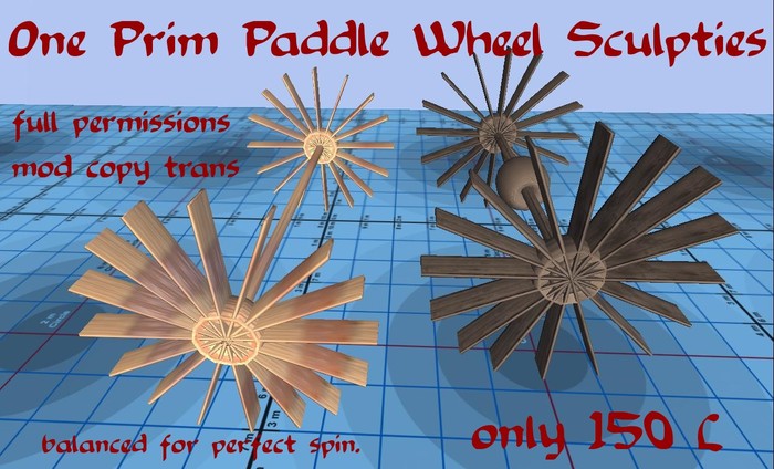 One Prim Paddle Wheel sculpties