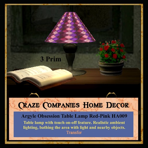 Argyle Obsession Table Lamp Red-Pink