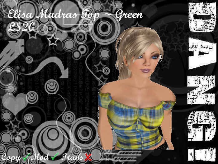 DANG! Elisa Plaid Gypsy Top Green