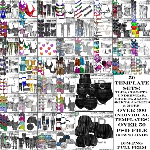 [NB] inc. Template Inventory Pack 2 - Female -  50 Template Sets! Over 300 Templates! Over 50 PSD Downloads!