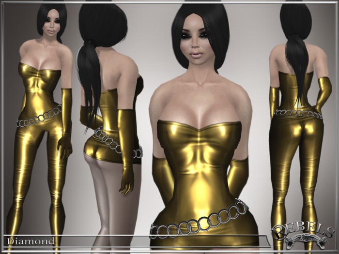 Second Life Marketplace - Rebels : "Diamond" golden latex outfit