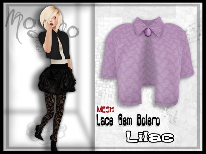 -{mosmo}-MESH-Lace Gem Bolero{Lilac}