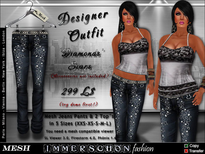 BodyCult Mesh Designer Outfit Diamonds silver DEMO
