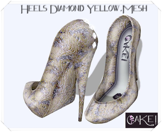 [[>CaKe!<]]Heels Yellow Diamond-Mesh