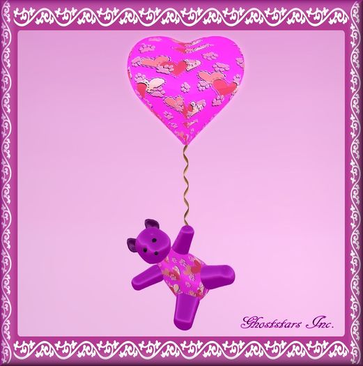 Pink bear with heart balloon box >OPEN<