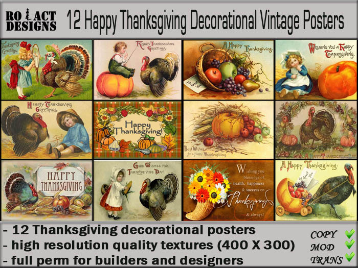 ..::RO!ACT::..DESIGNS 12 Happy Thanksgiving Vintage Posters
