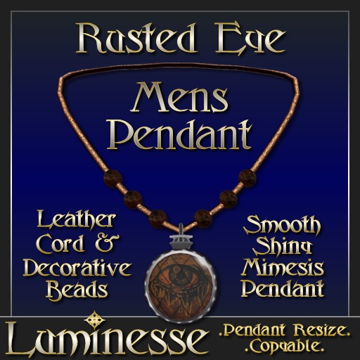 * * OUTLET PRICE * * Rusted Eye Pendant MENS Leather & Silver