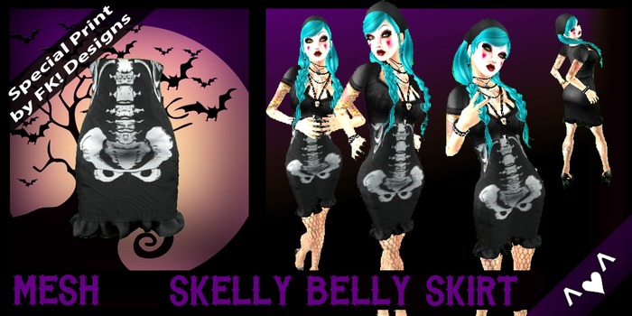 ^v^DRBC^v^ Skelly Belly Ruffle Skirt