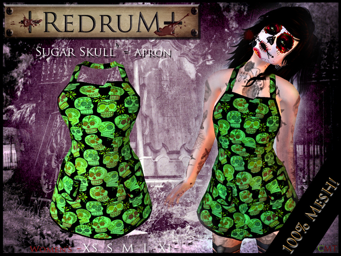 +REDRUM+ Sugar Skull Apron