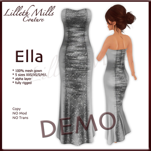 - DEMO - LMC ELLA - fully Rigged Mesh Gown - Charcoal