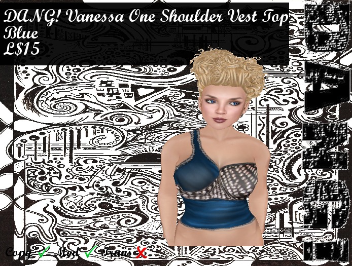 DANG! Vanessa ~ One-Shoulder Top ~ Blue