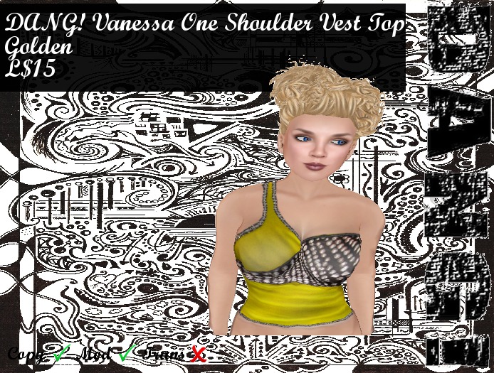 DANG! Vanessa ~ One-Shoulder Top ~ Golden