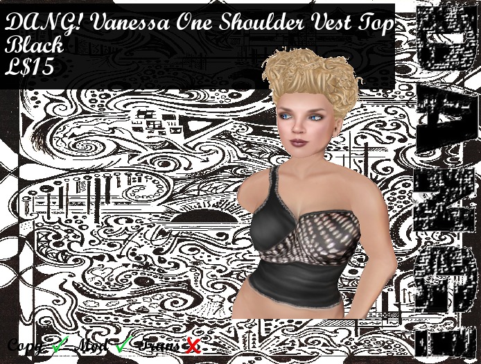 DANG! Vanessa ~ One-Shoulder Top ~ Black