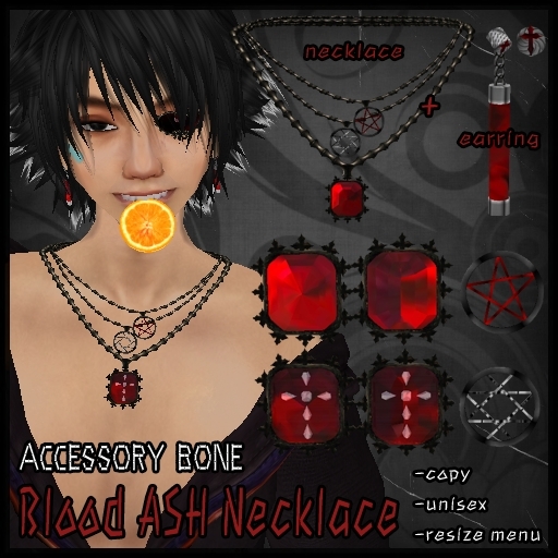 accessory bone Blood ASH Necklace Goth, Punk, Voodoo, Rocker style