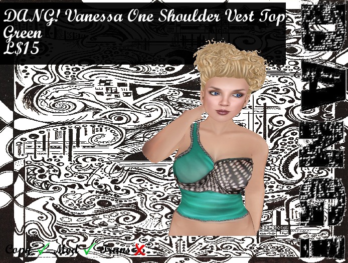 DANG! Vanessa ~ One-Shoulder Top ~ Green