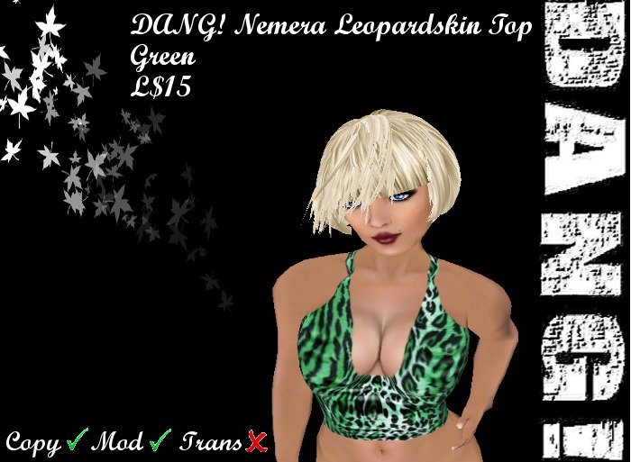 DANG! Nemera ~ Low Cut Leopardskin Top ~ Green