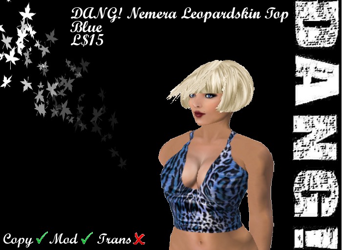 DANG! Nemera ~ Low Cut Leopardskin Top ~ Blue