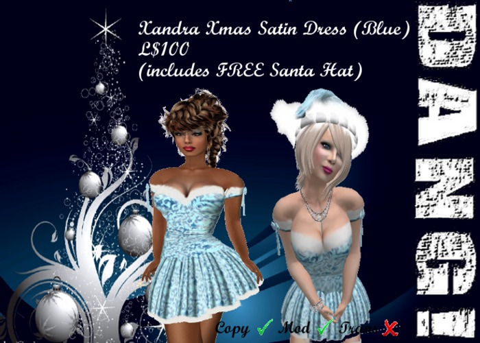 DANG! Xandra ~ Satin Xmas Dress Outfit ~ Blue