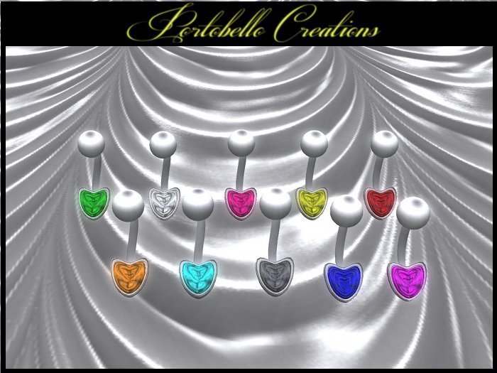 Set of 10 silver navel piercing  heart-shaped!!! 