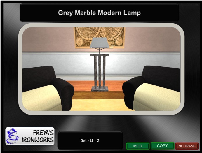 Grey Marble Modern Lamp - Freya's Ironworks