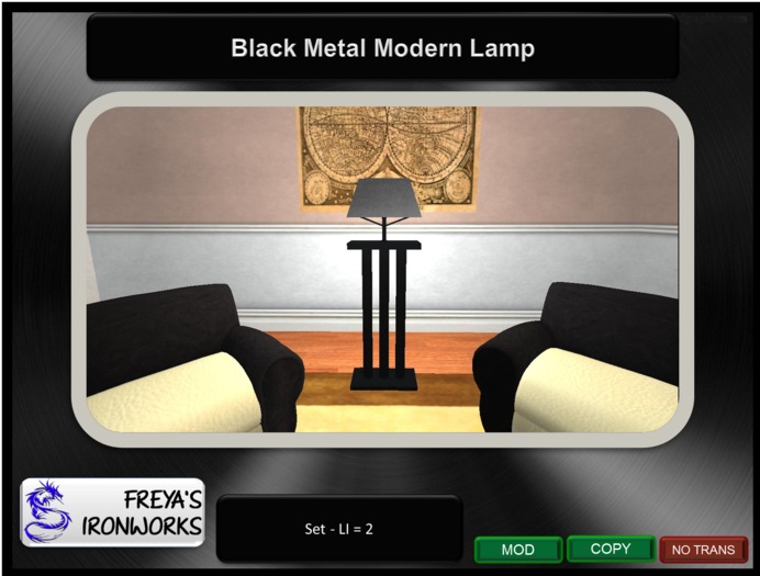 Black Metal Modern Lamp - Freya's Ironworks