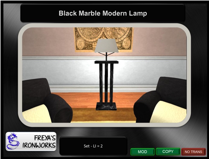Black Marble Modern Lamp - Freya's Ironworks