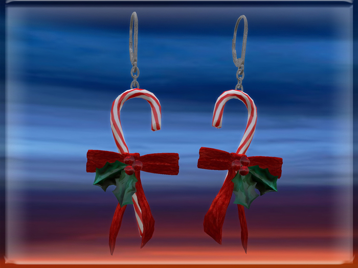 ::BnB:: Merry Candy Cane bow earrings