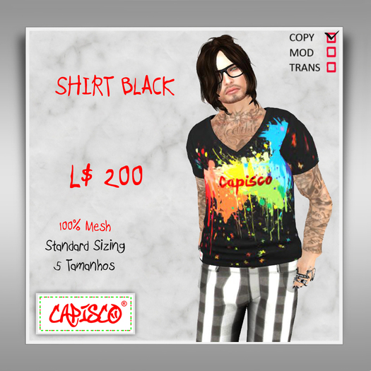 SHIRT BLACK  CAPISCO MESH