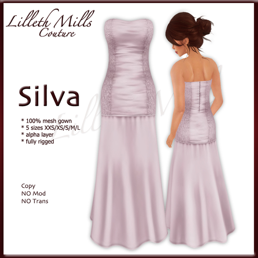 LMC SILVA - fully Rigged Mesh Gown - ROSE