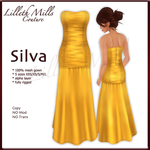 LMC SILVA - fully Rigged Mesh Gown - GOLD