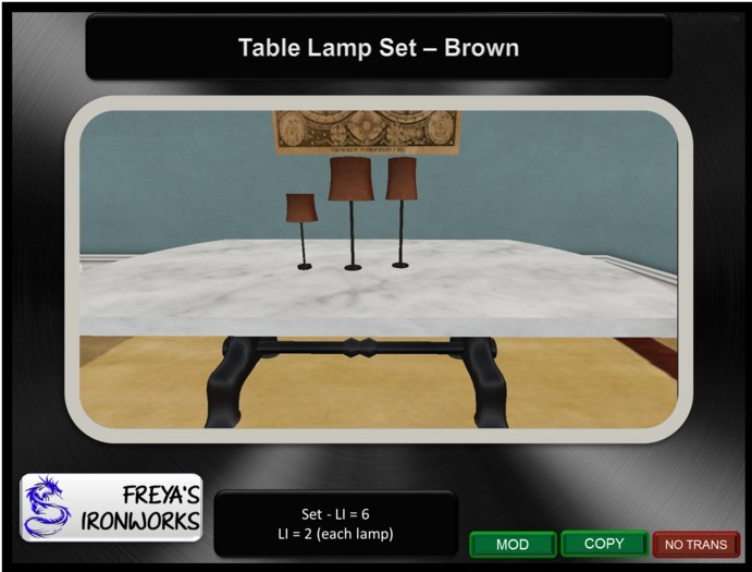 Tan Table Lamp Set - Freya's Ironworks