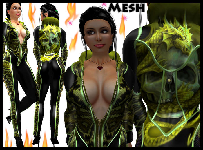 K&L Catsuit Reaper Lime Mesh