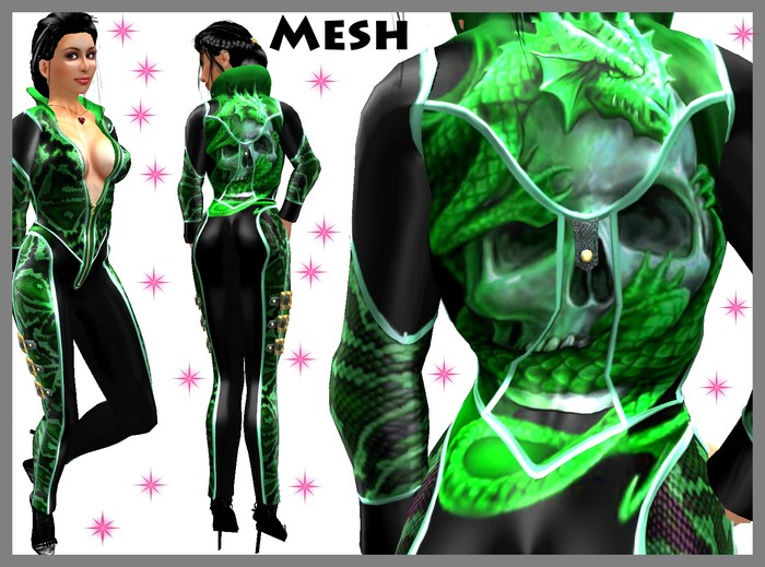 K&L Catsuit Reaper Green Mesh