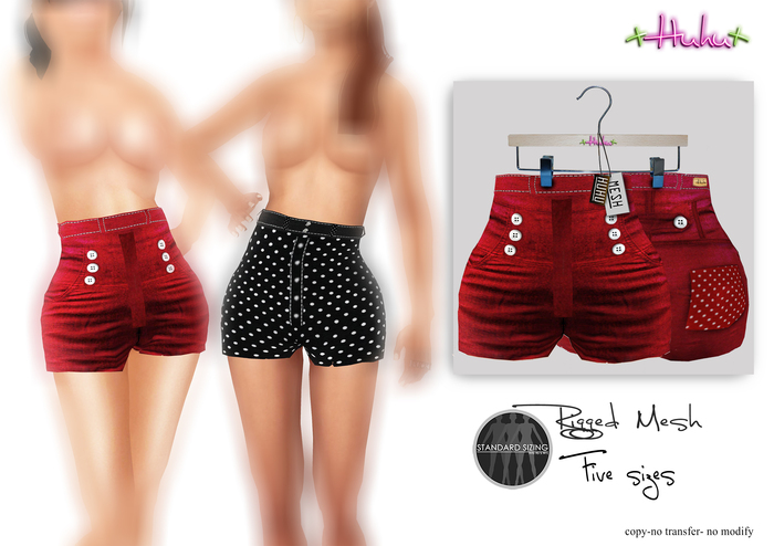 +HUHU+ Pin Up Short jeans red 