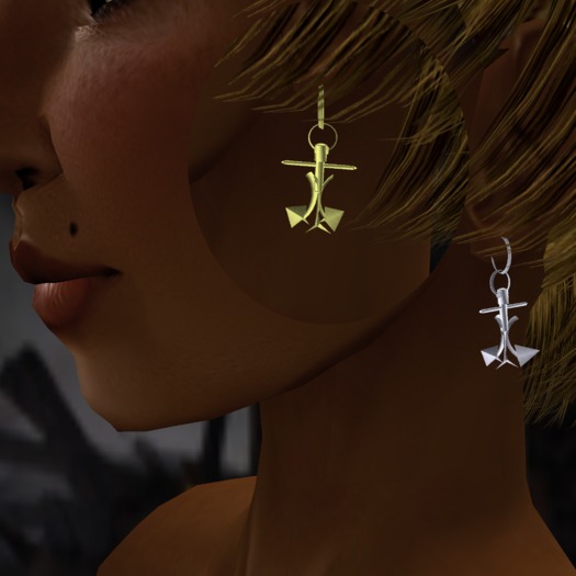 Earring - Anchor (Silver and Gold)
