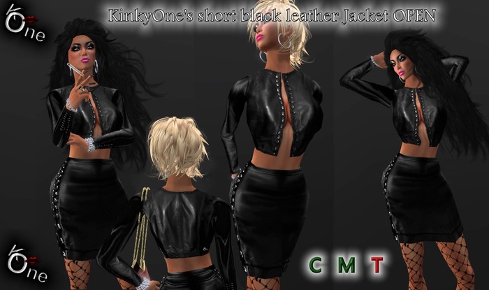 KinkyOne's short Leather jacket OPEN BLACK