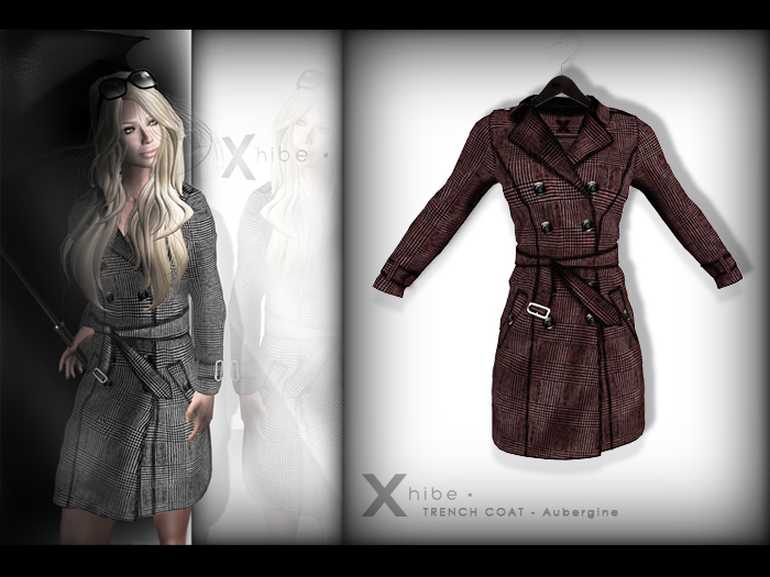 X . h i b e - Trench Coat - Aubergine . 